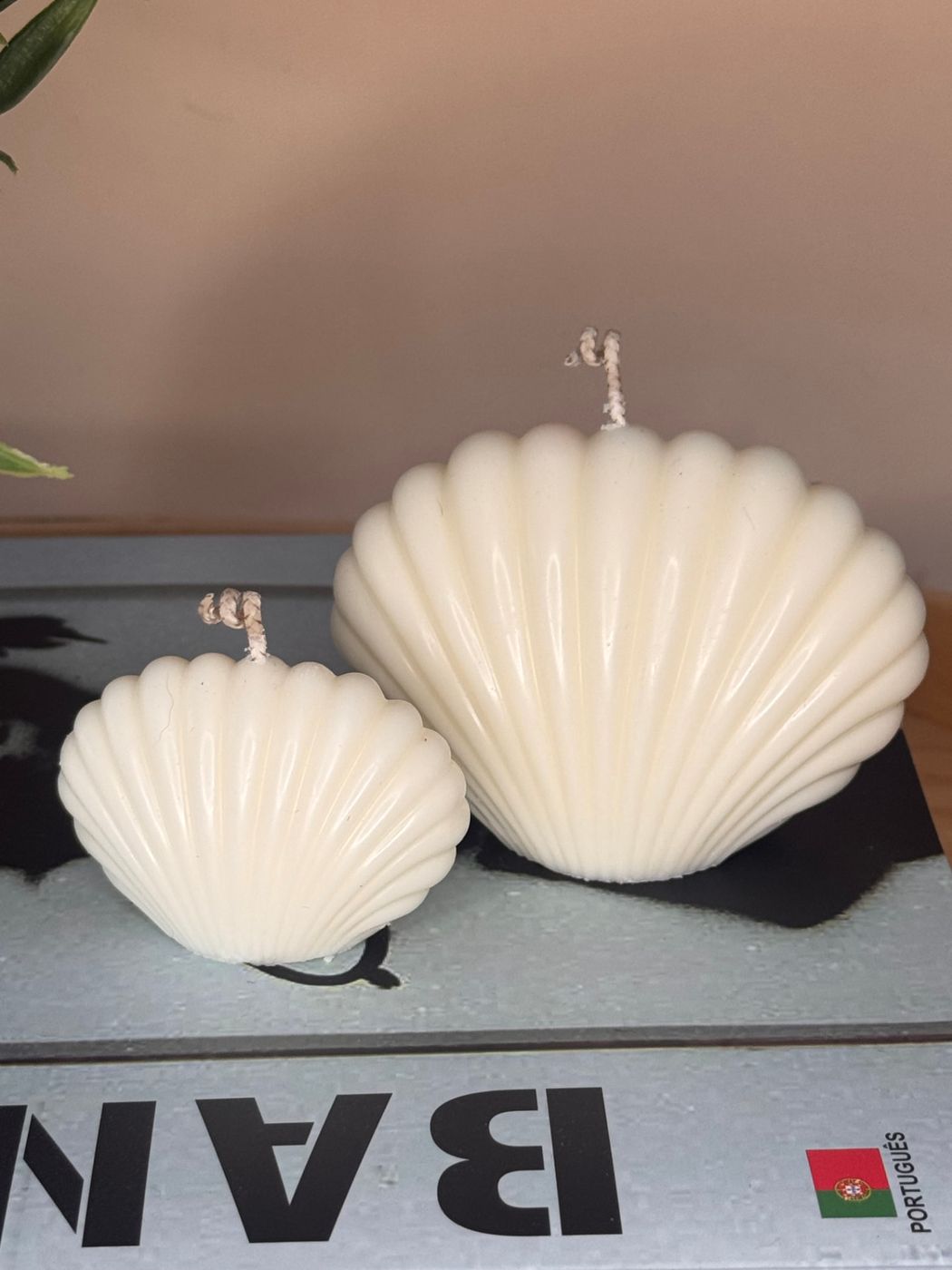 Detalhe do acabamento das velas escultóricas em forma de concha